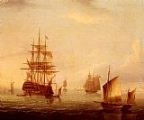 Sailing Vessels Off A Coastline by James E. Buttersworth